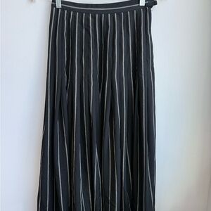 Vintage La Vogue Black and White Stripe Pleated Maxi Skirt